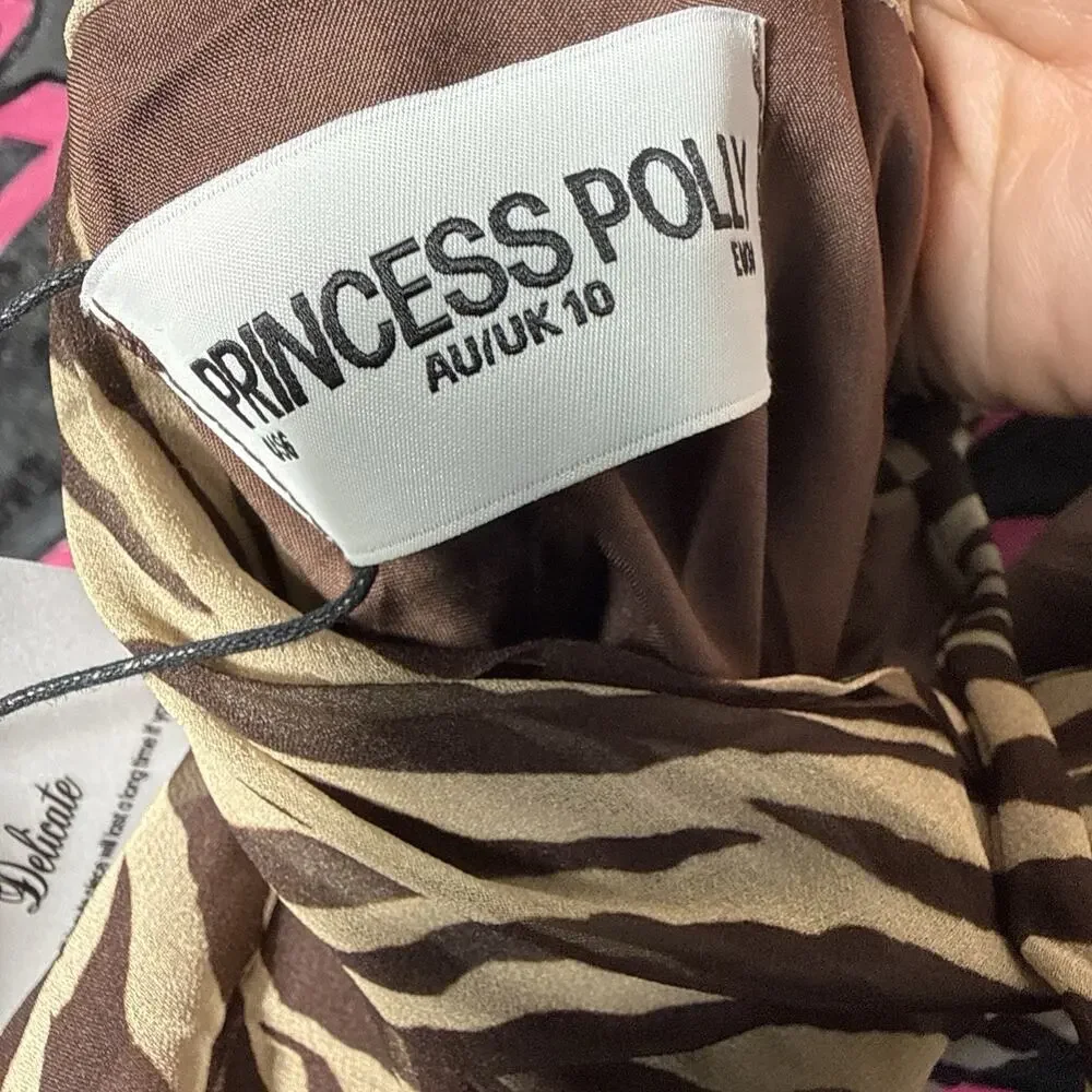 Princess Polly Wildling Strapless Mini Dress, Brown, Size 6 US